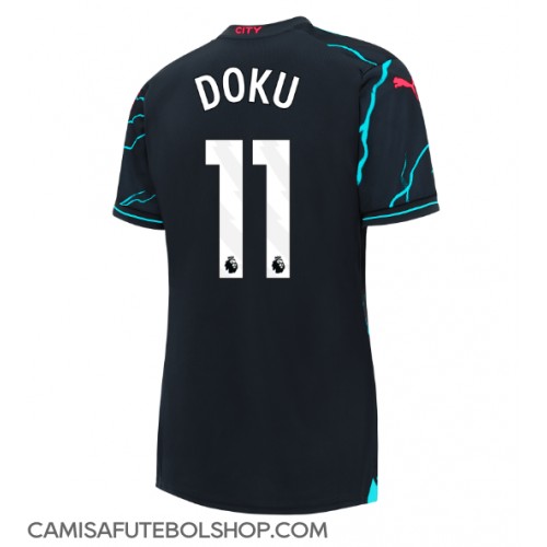 Camisa de time de futebol Manchester City Jeremy Doku #11 Replicas 3º Equipamento Feminina 2023-24 Manga Curta